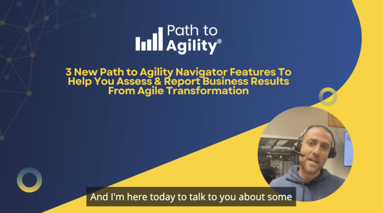 Video screenshot of new features to report Agile transformation success.